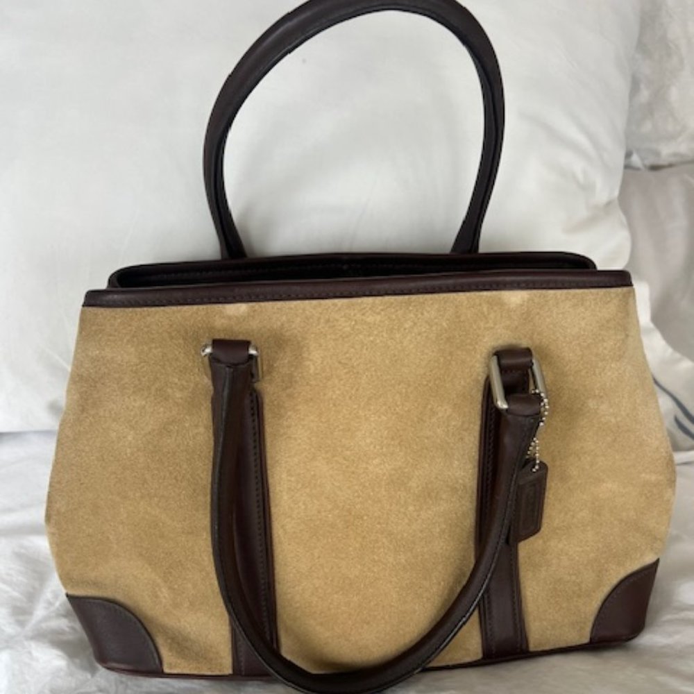 Suede Coach Tote Bag